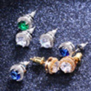 EARRINGS CLASSIC ALL-MATCH ROUND COLOR ZIRCON
